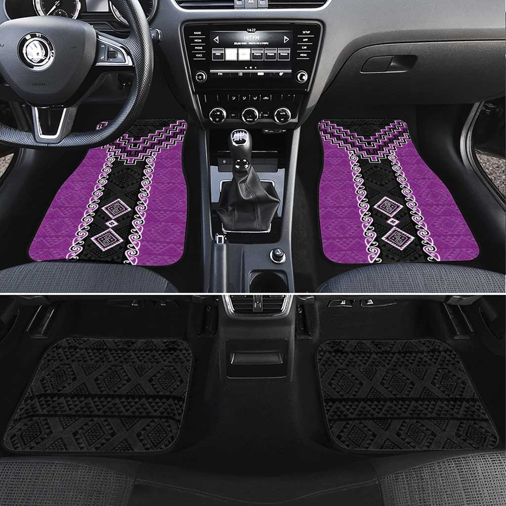 Purple Niho Taniwha Mix Poutama Car Mats Unique Taniko Aotearoa