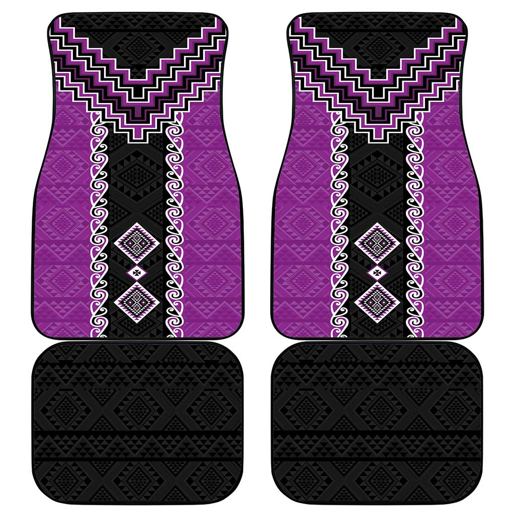 Purple Niho Taniwha Mix Poutama Car Mats Unique Taniko Aotearoa
