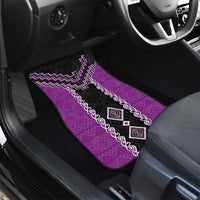 Purple Niho Taniwha Mix Poutama Car Mats Unique Taniko Aotearoa