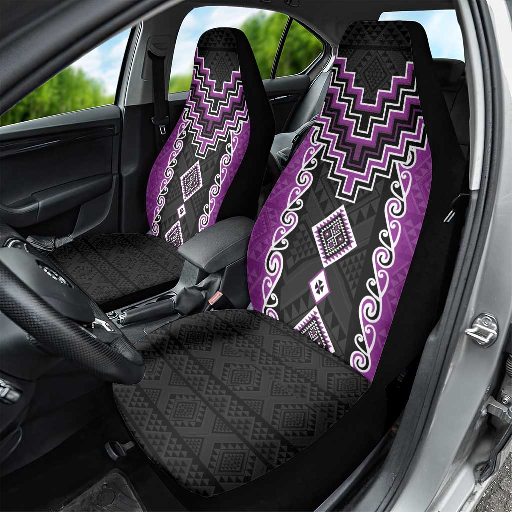 Purple Niho Taniwha Mix Poutama Car Seat Cover Unique Taniko Aotearoa