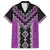 Purple Niho Taniwha Mix Poutama Family Matching Off The Shoulder Long Sleeve Dress and Hawaiian Shirt Unique Taniko Aotearoa