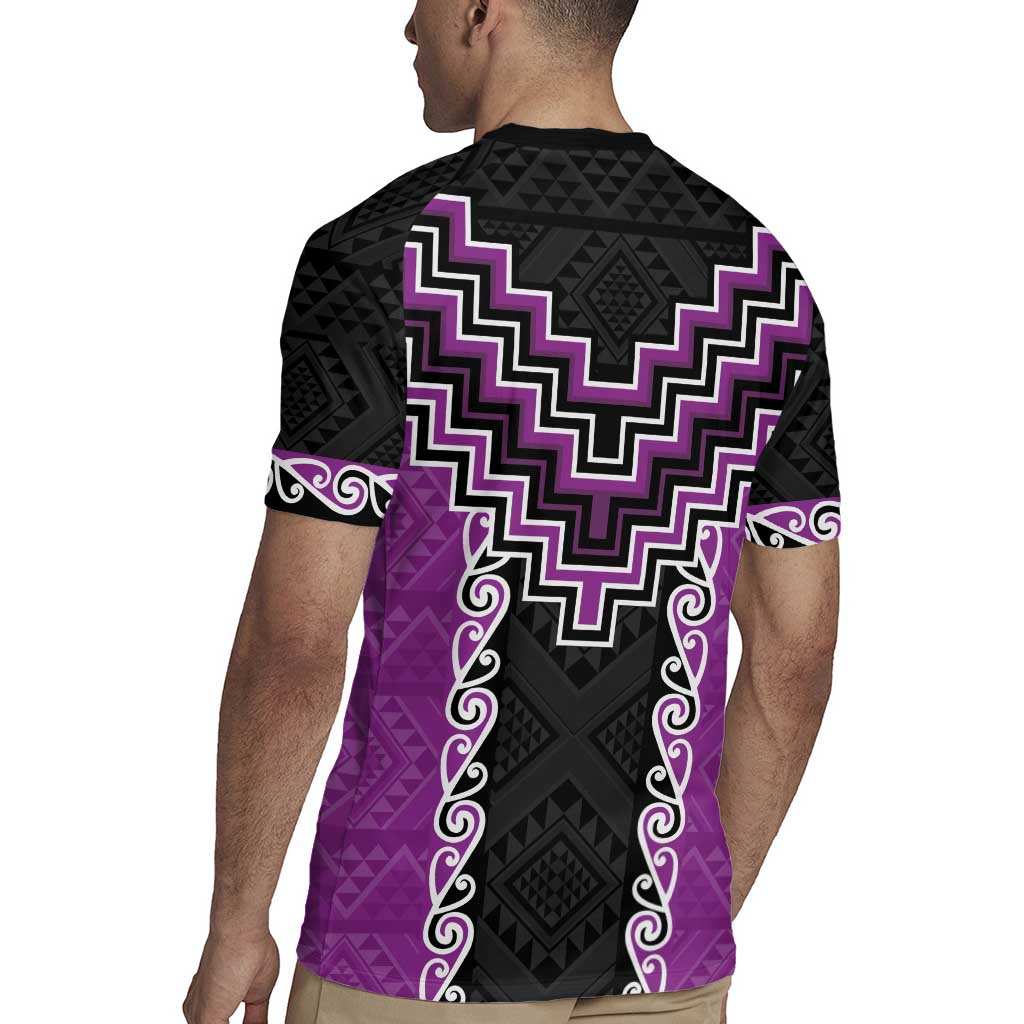 Purple Niho Taniwha Mix Poutama Rugby Jersey Unique Taniko Aotearoa