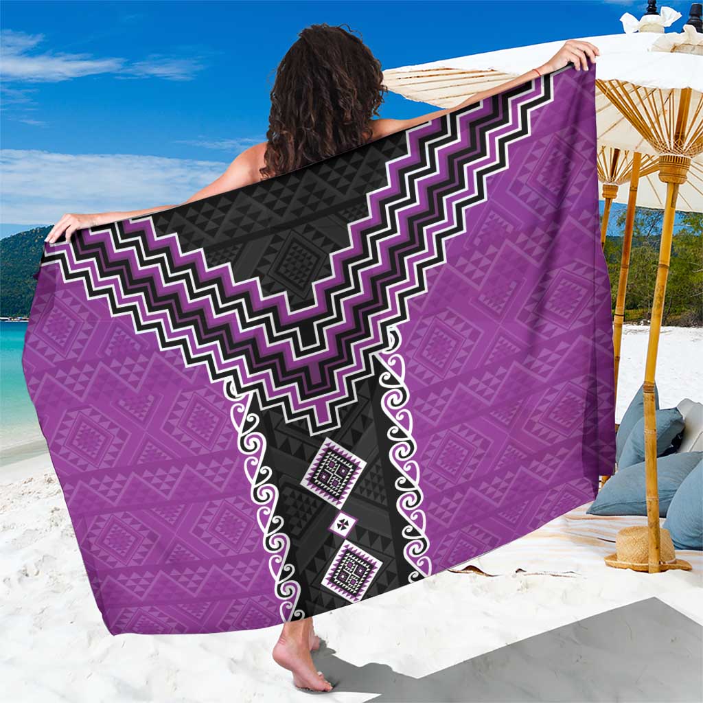 Purple Niho Taniwha Mix Poutama Sarong Unique Taniko Aotearoa LT01 One Size 44 x 66 inches Purple - Polynesian Pride