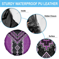 Purple Niho Taniwha Mix Poutama Spare Tire Cover Unique Taniko Aotearoa