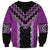 Purple Niho Taniwha Mix Poutama Sweatshirt Unique Taniko Aotearoa