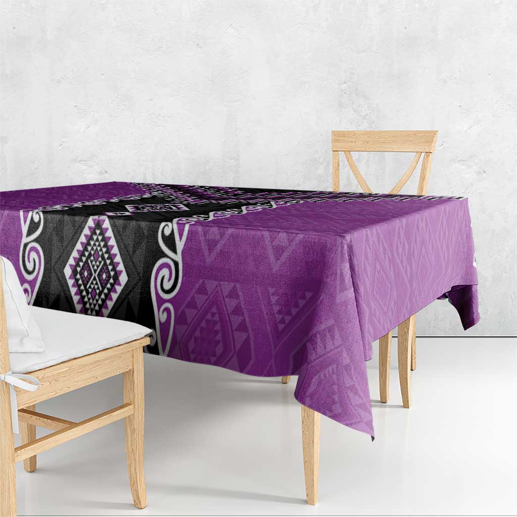 Purple Niho Taniwha Mix Poutama Tablecloth Unique Taniko Aotearoa