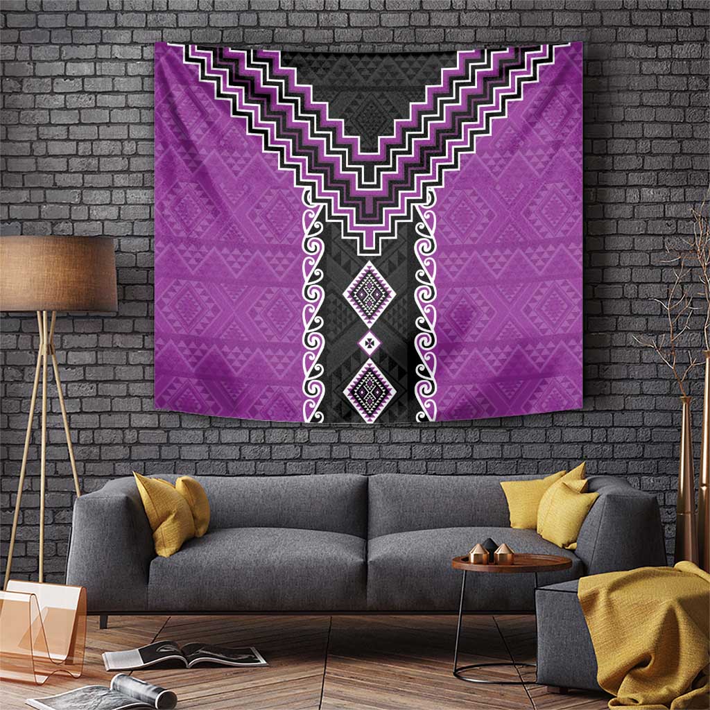 Purple Niho Taniwha Mix Poutama Tapestry Unique Taniko Aotearoa LT01 Purple - Polynesian Pride