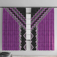 Purple Niho Taniwha Mix Poutama Window Curtain Unique Taniko Aotearoa