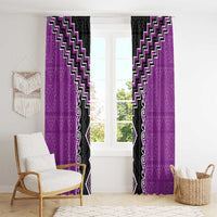 Purple Niho Taniwha Mix Poutama Window Curtain Unique Taniko Aotearoa