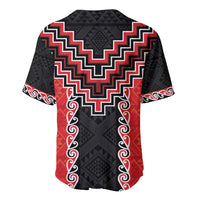 Red Niho Taniwha Mix Poutama Baseball Jersey Unique Taniko Aotearoa