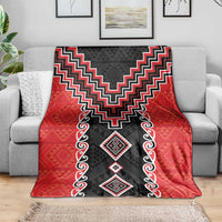 Red Niho Taniwha Mix Poutama Blanket Unique Taniko Aotearoa