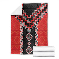 Red Niho Taniwha Mix Poutama Blanket Unique Taniko Aotearoa