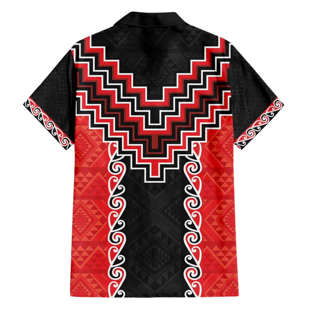 Red Niho Taniwha Mix Poutama Family Matching Long Sleeve Bodycon Dress and Hawaiian Shirt Unique Taniko Aotearoa