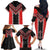 Red Niho Taniwha Mix Poutama Family Matching Off The Shoulder Long Sleeve Dress and Hawaiian Shirt Unique Taniko Aotearoa