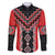 Red Niho Taniwha Mix Poutama Family Matching Off The Shoulder Long Sleeve Dress and Hawaiian Shirt Unique Taniko Aotearoa