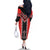 Red Niho Taniwha Mix Poutama Family Matching Off The Shoulder Long Sleeve Dress and Hawaiian Shirt Unique Taniko Aotearoa