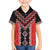 Red Niho Taniwha Mix Poutama Family Matching Off The Shoulder Long Sleeve Dress and Hawaiian Shirt Unique Taniko Aotearoa
