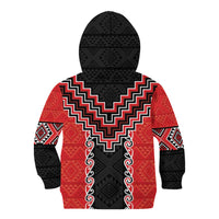 Red Niho Taniwha Mix Poutama Kid Hoodie Unique Taniko Aotearoa