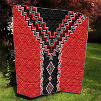 Red Niho Taniwha Mix Poutama Quilt Unique Taniko Aotearoa LT01 - Polynesian Pride