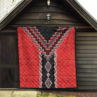 Red Niho Taniwha Mix Poutama Quilt Unique Taniko Aotearoa LT01 - Polynesian Pride