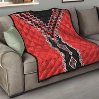 Red Niho Taniwha Mix Poutama Quilt Unique Taniko Aotearoa LT01 - Polynesian Pride