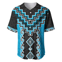 Sky Blue Niho Taniwha Mix Poutama Baseball Jersey Unique Taniko Aotearoa