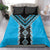 Sky Blue Niho Taniwha Mix Poutama Bedding Set Unique Taniko Aotearoa