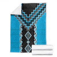 Sky Blue Niho Taniwha Mix Poutama Blanket Unique Taniko Aotearoa