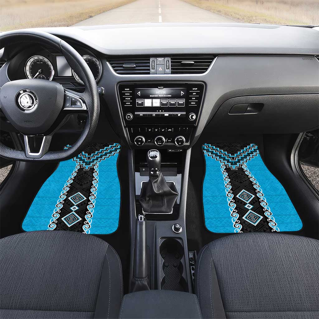 Sky Blue Niho Taniwha Mix Poutama Car Mats Unique Taniko Aotearoa