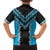 Sky Blue Niho Taniwha Mix Poutama Family Matching Off The Shoulder Long Sleeve Dress and Hawaiian Shirt Unique Taniko Aotearoa