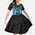 Sky Blue Niho Taniwha Mix Poutama Family Matching Off The Shoulder Long Sleeve Dress and Hawaiian Shirt Unique Taniko Aotearoa