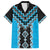 Sky Blue Niho Taniwha Mix Poutama Family Matching Off The Shoulder Long Sleeve Dress and Hawaiian Shirt Unique Taniko Aotearoa