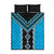 Sky Blue Niho Taniwha Mix Poutama Quilt Bed Set Unique Taniko Aotearoa