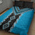 Sky Blue Niho Taniwha Mix Poutama Quilt Bed Set Unique Taniko Aotearoa