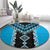 Sky Blue Niho Taniwha Mix Poutama Round Carpet Unique Taniko Aotearoa