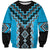 Sky Blue Niho Taniwha Mix Poutama Sweatshirt Unique Taniko Aotearoa