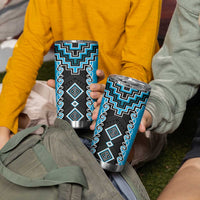 Sky Blue Niho Taniwha Mix Poutama Tumbler Cup Unique Taniko Aotearoa