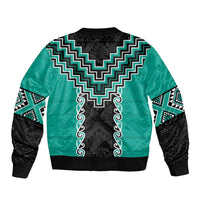 Teal Niho Taniwha Mix Poutama Bomber Jacket Unique Taniko Aotearoa LT01 - Polynesian Pride