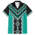 Teal Niho Taniwha Mix Poutama Family Matching Off The Shoulder Long Sleeve Dress and Hawaiian Shirt Unique Taniko Aotearoa