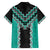 Teal Niho Taniwha Mix Poutama Family Matching Off The Shoulder Long Sleeve Dress and Hawaiian Shirt Unique Taniko Aotearoa