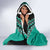 Teal Niho Taniwha Mix Poutama Hooded Blanket Unique Taniko Aotearoa