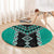 Teal Niho Taniwha Mix Poutama Round Carpet Unique Taniko Aotearoa