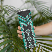 Teal Niho Taniwha Mix Poutama Skinny Tumbler Unique Taniko Aotearoa