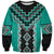 Teal Niho Taniwha Mix Poutama Sweatshirt Unique Taniko Aotearoa