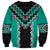 Teal Niho Taniwha Mix Poutama Sweatshirt Unique Taniko Aotearoa