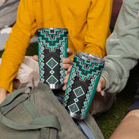 Teal Niho Taniwha Mix Poutama Tumbler Cup Unique Taniko Aotearoa