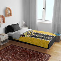 Yellow Niho Taniwha Mix Poutama Bedding Set Unique Taniko Aotearoa