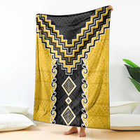 Yellow Niho Taniwha Mix Poutama Blanket Unique Taniko Aotearoa