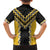 Yellow Niho Taniwha Mix Poutama Family Matching Off The Shoulder Long Sleeve Dress and Hawaiian Shirt Unique Taniko Aotearoa
