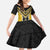 Yellow Niho Taniwha Mix Poutama Family Matching Off The Shoulder Long Sleeve Dress and Hawaiian Shirt Unique Taniko Aotearoa